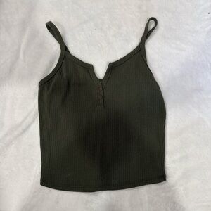 Bozzolo Dark Green Ribbed Tank Top